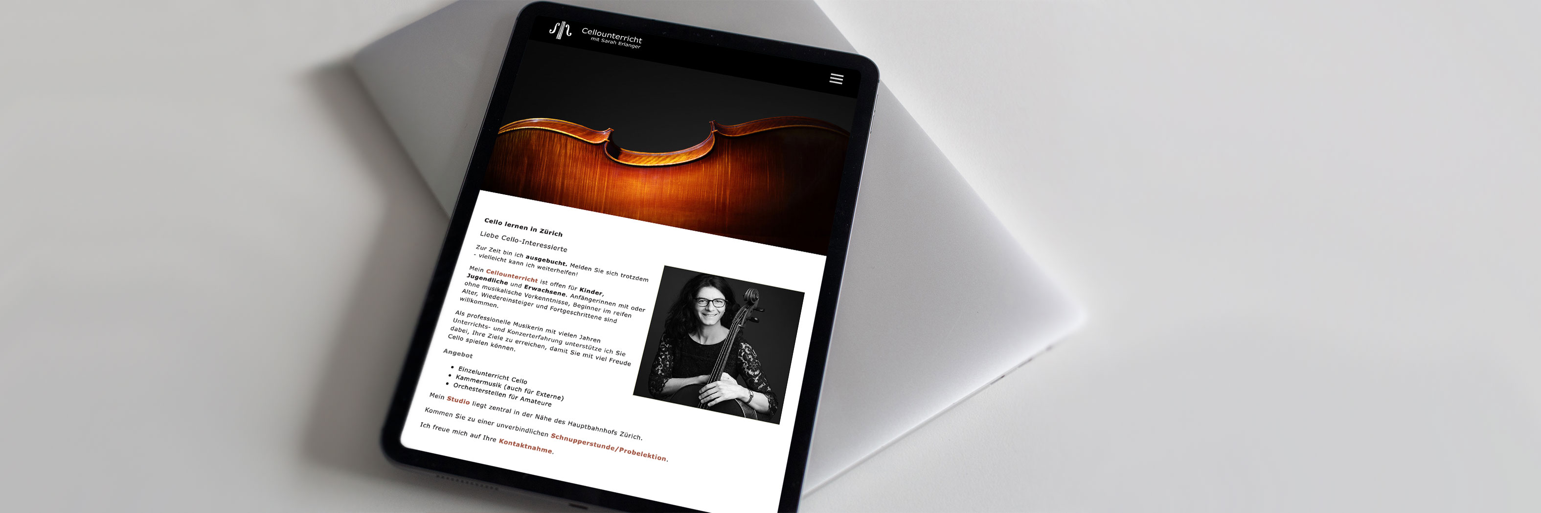 Website Cellounterricht by Sarah Erlanger